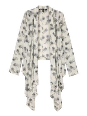 Winter Kate Silk Jasmine Bohemian Feather Print Kimono Cardigan